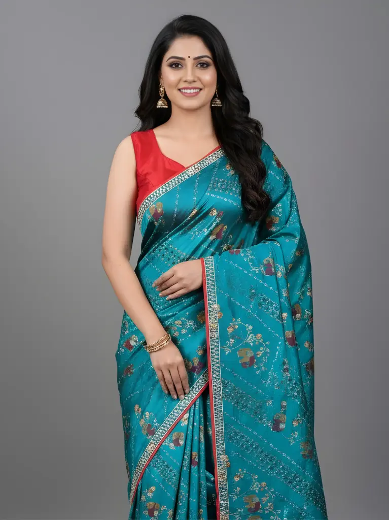 Kanakavalli Teal Saree