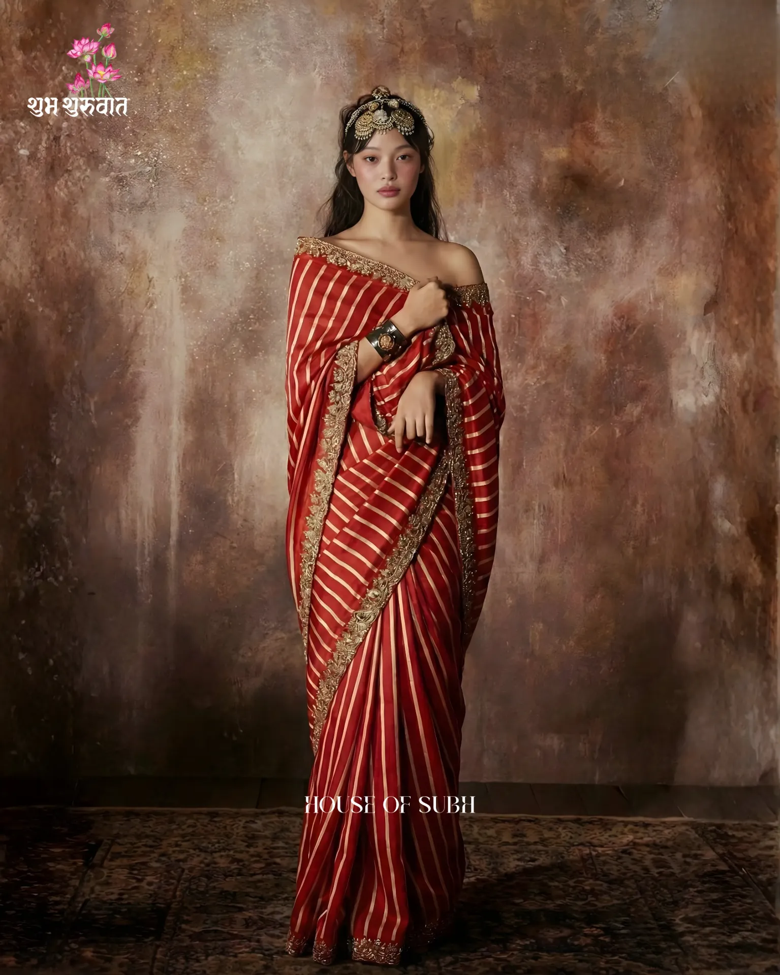 Komal Leheriya Maroon Red Saree