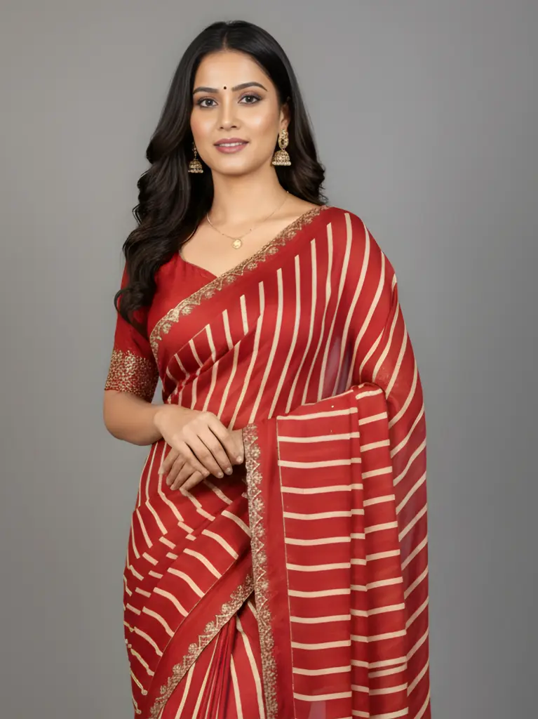 Komal Leheriya Maroon Red Saree