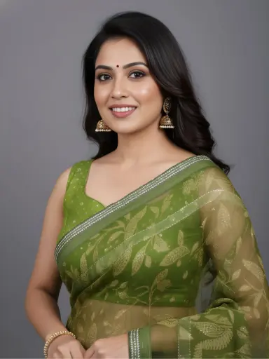 Aabha Parrot Green Saree
